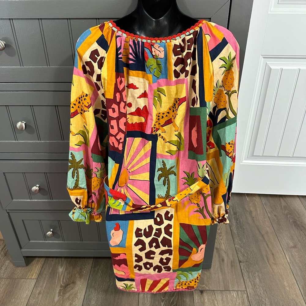 Farm Rio Multicolor Tropical Collage Dress size medium - Picture 6 of 6